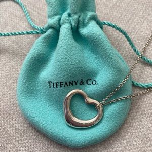22mm Tiffany & Co. Sterling Silver Open Heart Necklace
